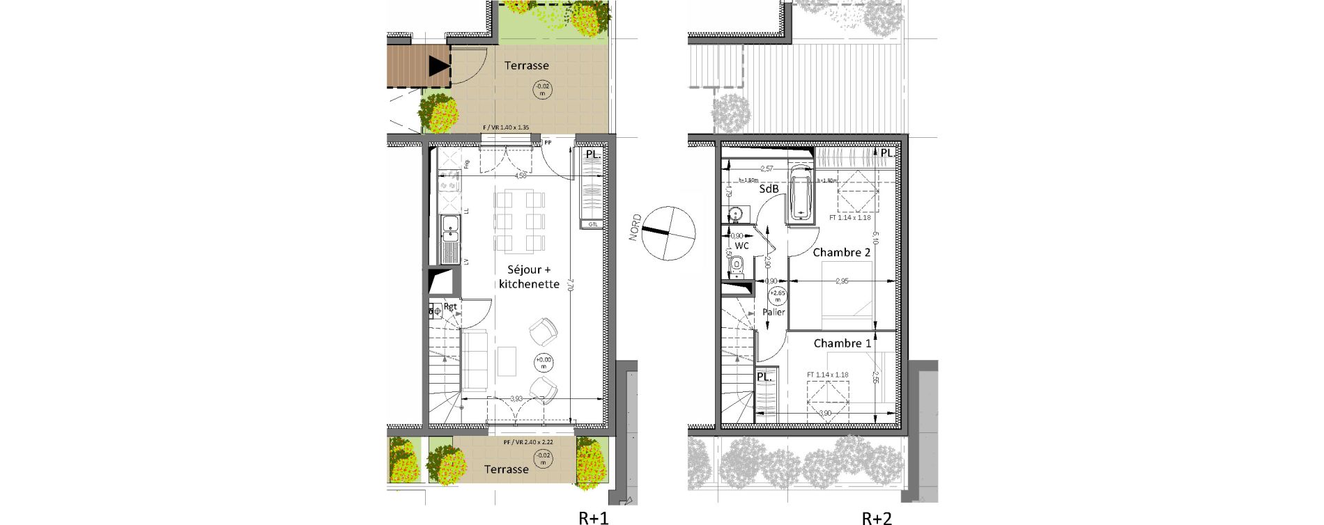 Duplex T3 de 61,15 m2 &agrave; Villenave-D'Ornon Centre