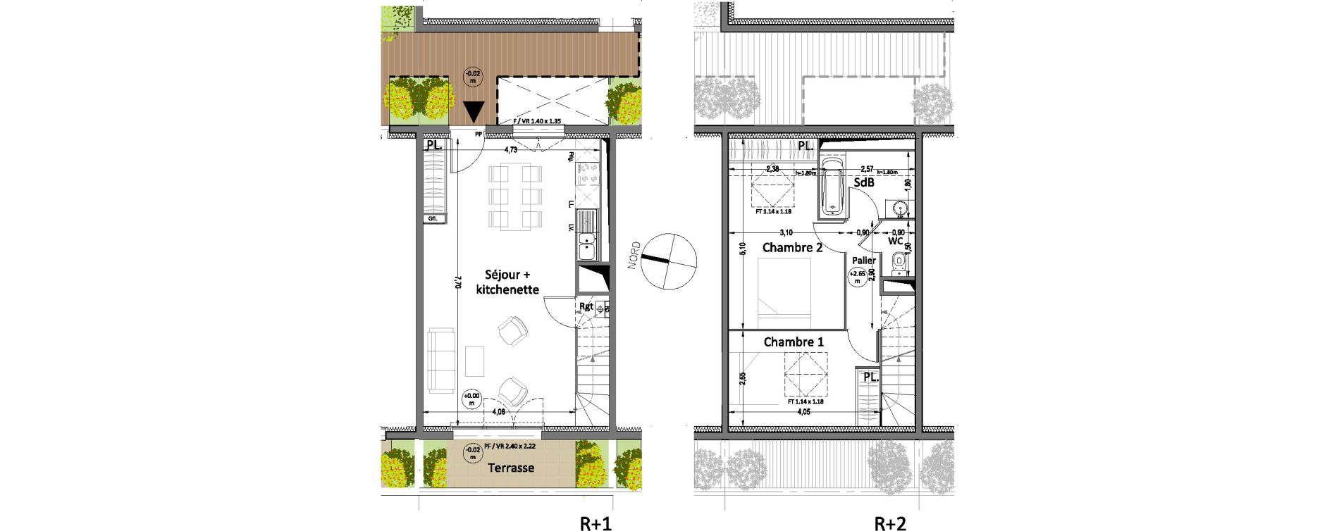 Duplex T3 de 63,25 m2 &agrave; Villenave-D'Ornon Centre