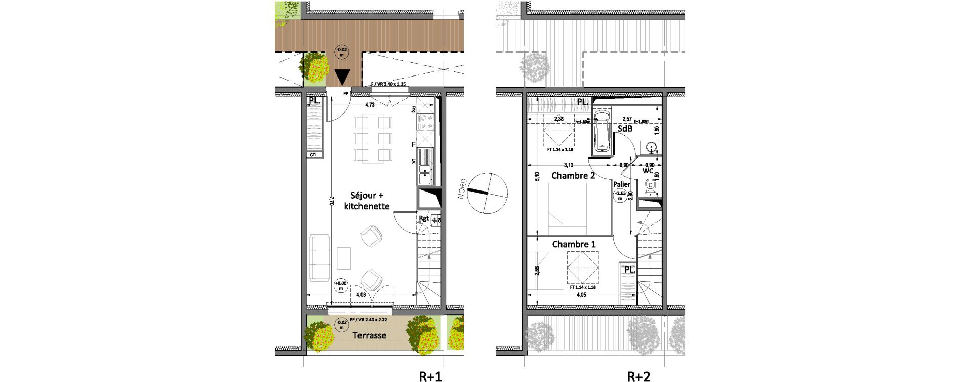 Duplex T3 de 63,25 m2 &agrave; Villenave-D'Ornon Centre