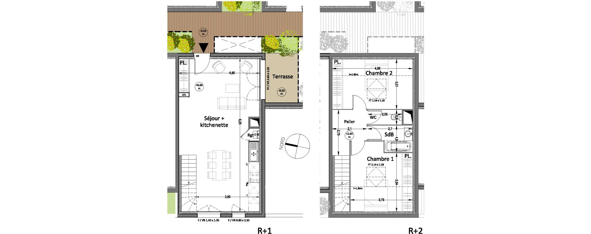 Duplex T3 de 70,15 m2 &agrave; Villenave-D'Ornon Centre