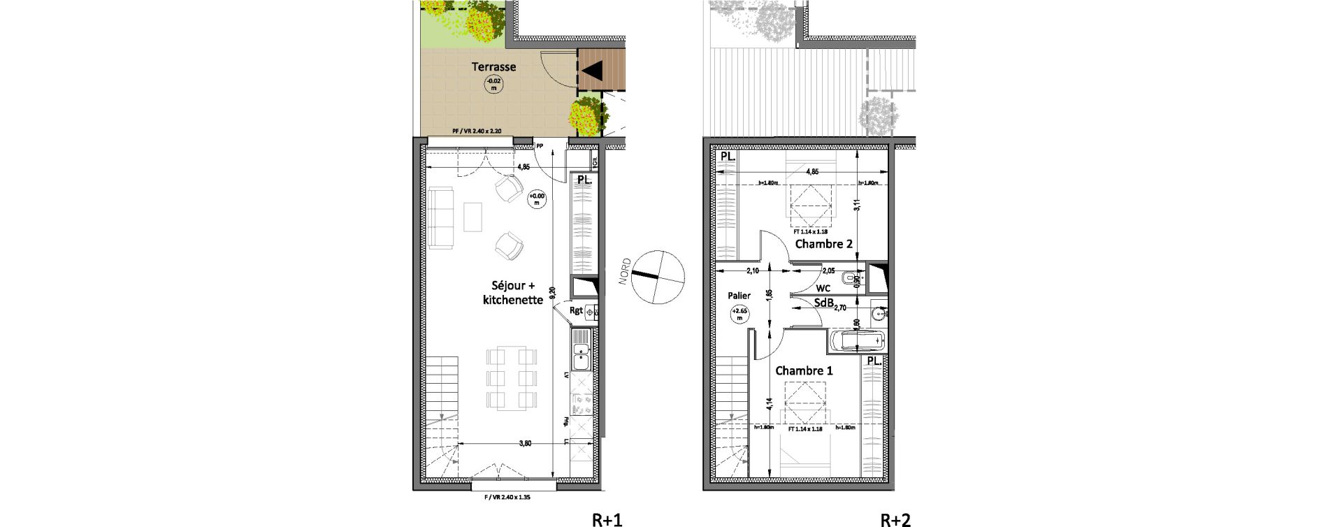 Duplex T3 de 70,25 m2 &agrave; Villenave-D'Ornon Centre