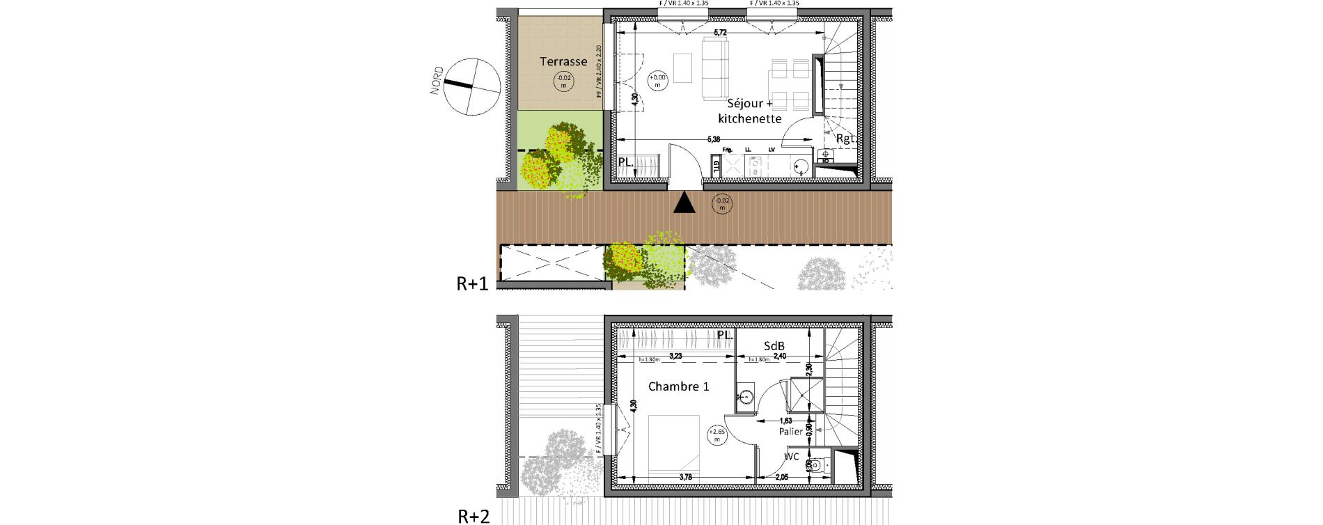 Duplex T2 de 43,30 m2 &agrave; Villenave-D'Ornon Centre