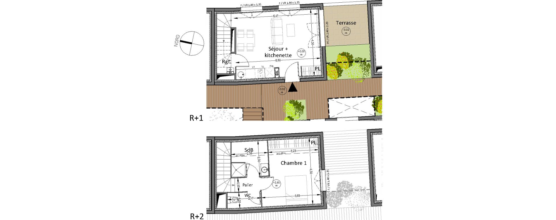Duplex T2 de 43,60 m2 &agrave; Villenave-D'Ornon Centre