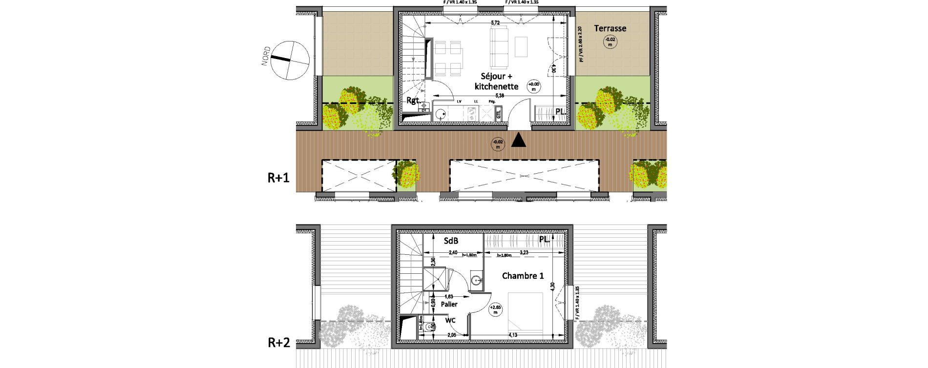 Duplex T2 de 43,30 m2 &agrave; Villenave-D'Ornon Centre