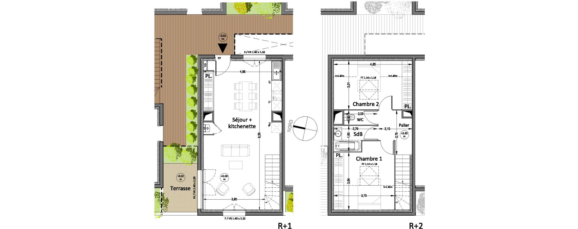 Duplex T3 de 69,20 m2 &agrave; Villenave-D'Ornon Centre