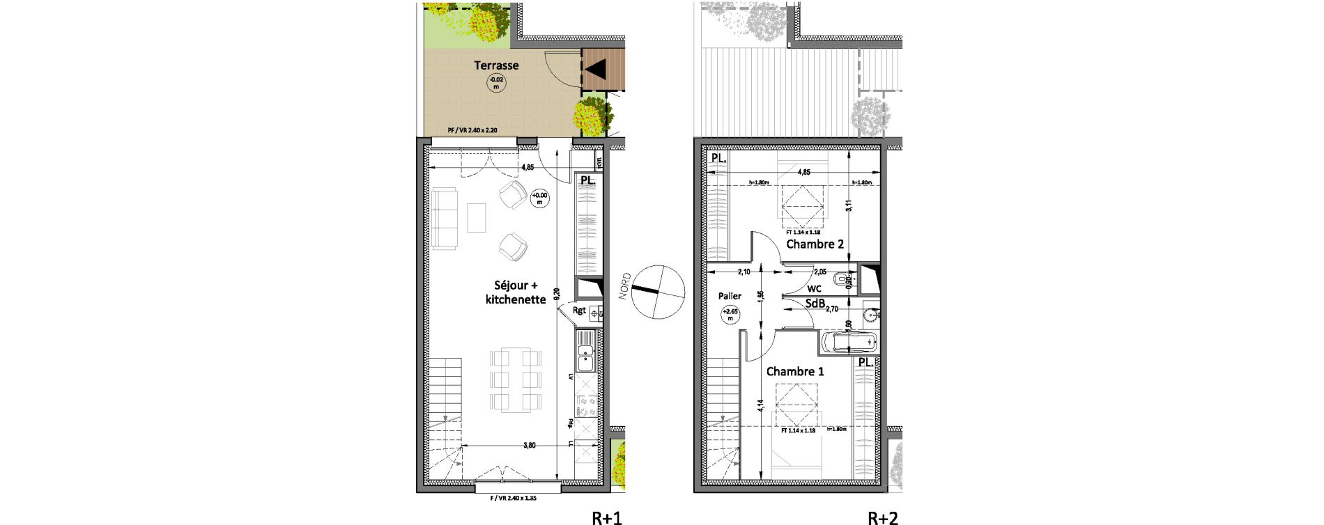 Duplex T3 de 70,25 m2 &agrave; Villenave-D'Ornon Centre