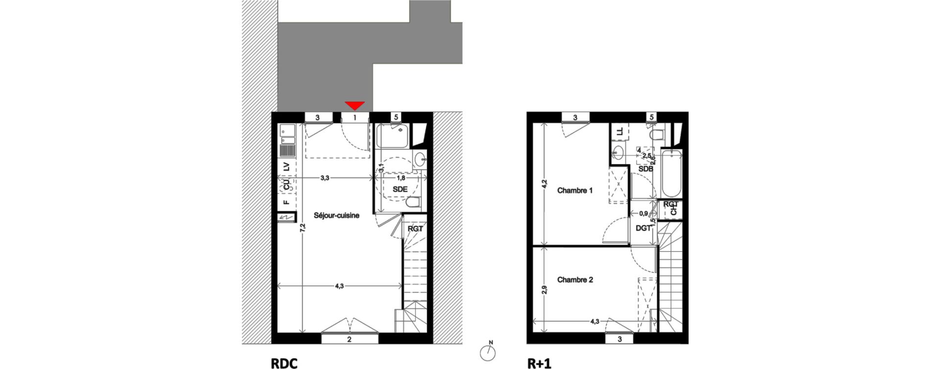 Appartement T3 de 66,00 m2 &agrave; Villenave-D'Ornon Peyrehaut - carbonnieux - trigan