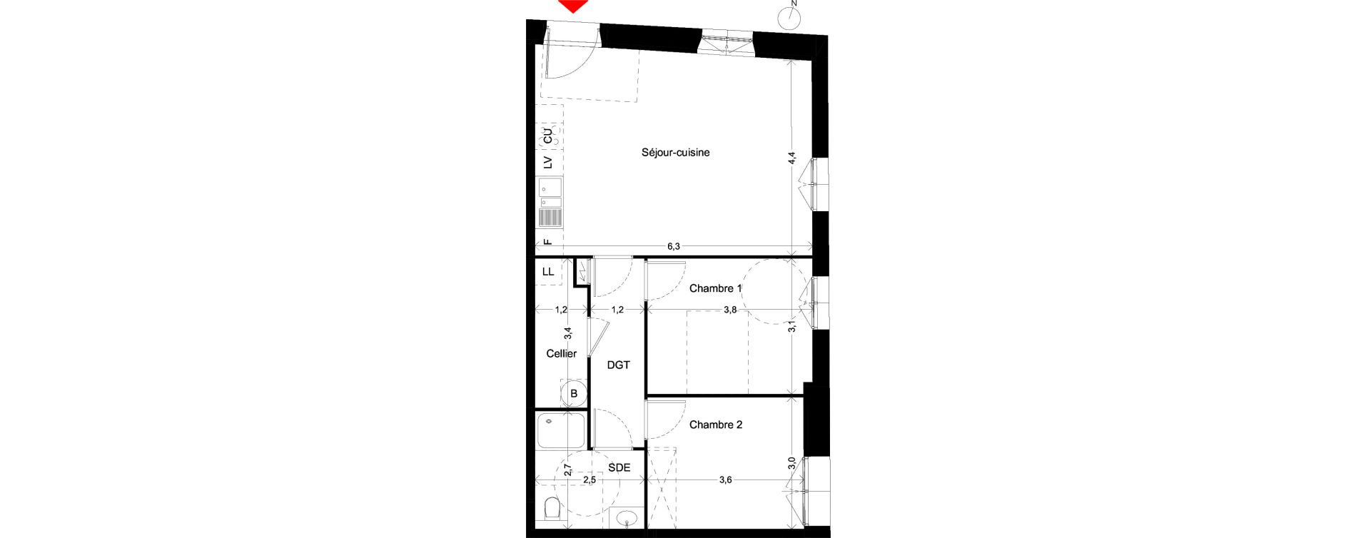 Appartement T3 de 66,70 m2 &agrave; Villenave-D'Ornon Peyrehaut - carbonnieux - trigan