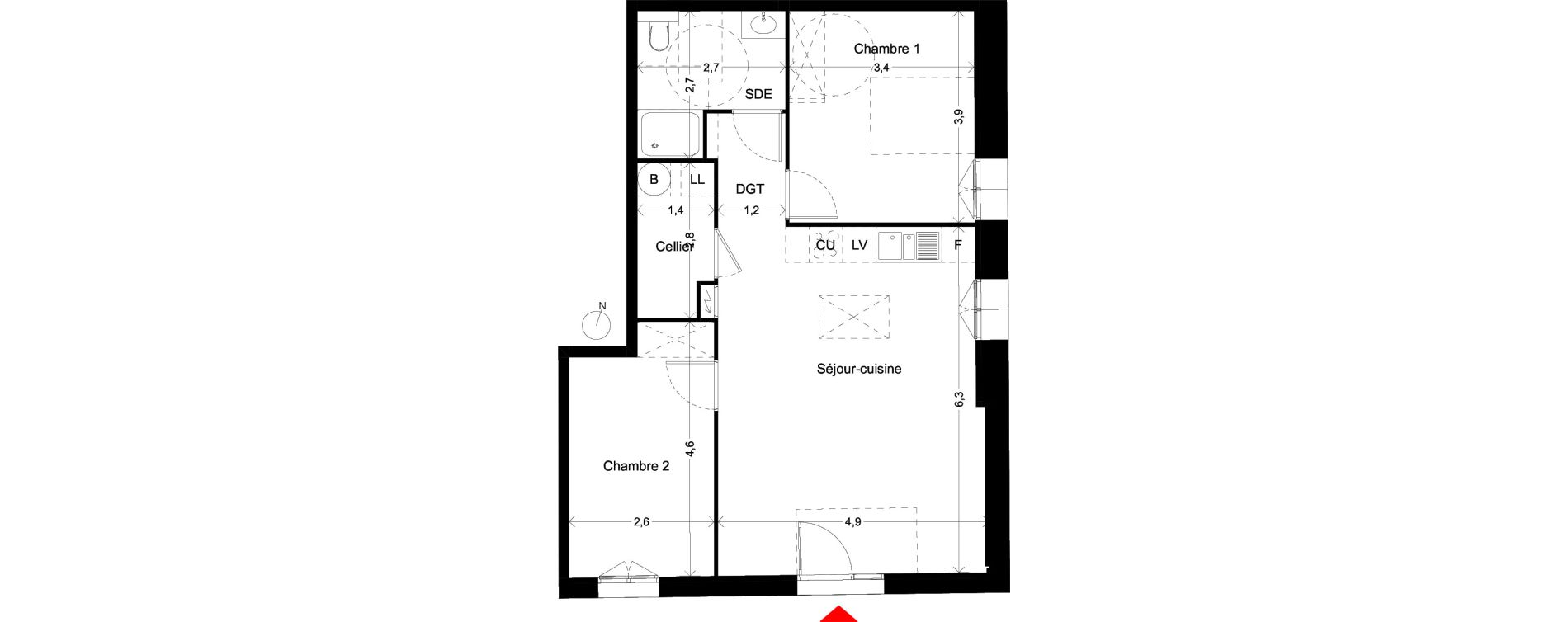 Appartement T3 de 67,70 m2 &agrave; Villenave-D'Ornon Peyrehaut - carbonnieux - trigan