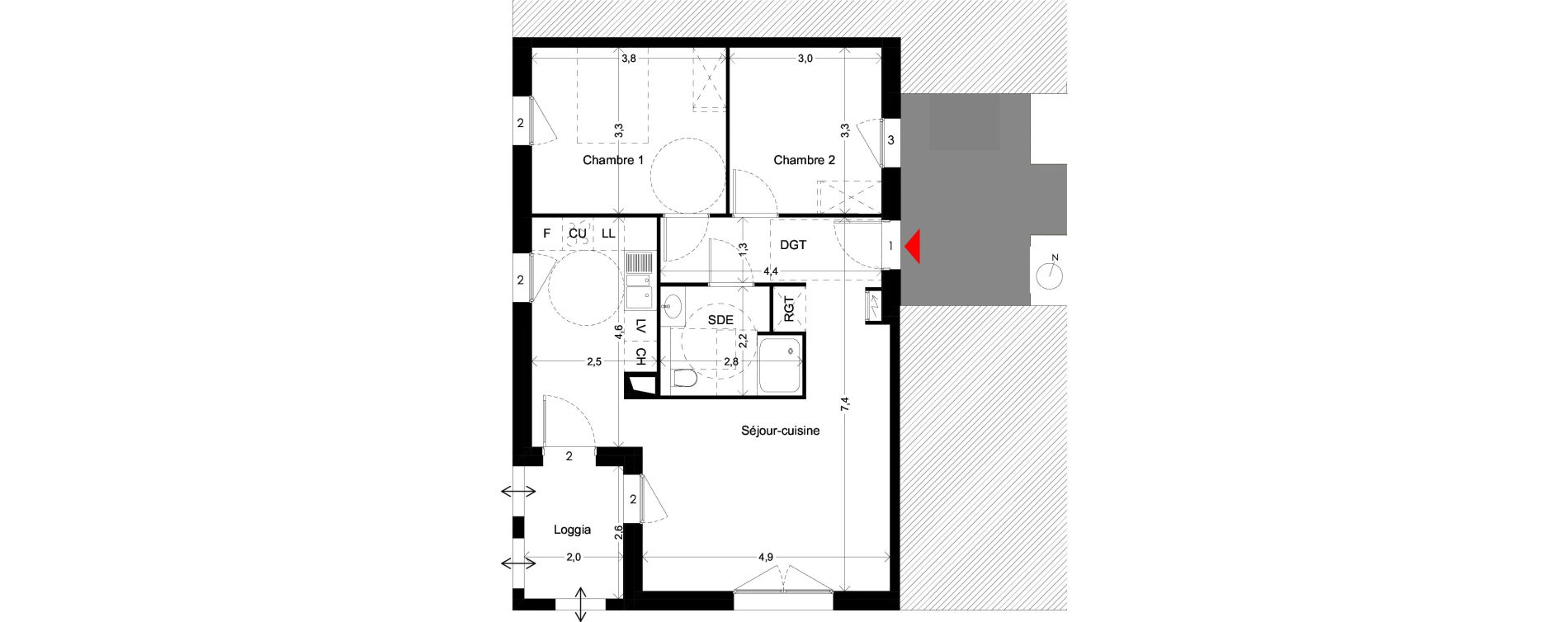 Appartement T3 de 67,30 m2 &agrave; Villenave-D'Ornon Peyrehaut - carbonnieux - trigan