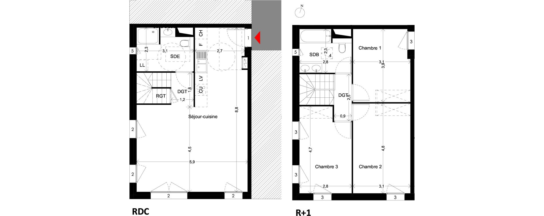 Appartement T4 de 95,60 m2 &agrave; Villenave-D'Ornon Peyrehaut - carbonnieux - trigan