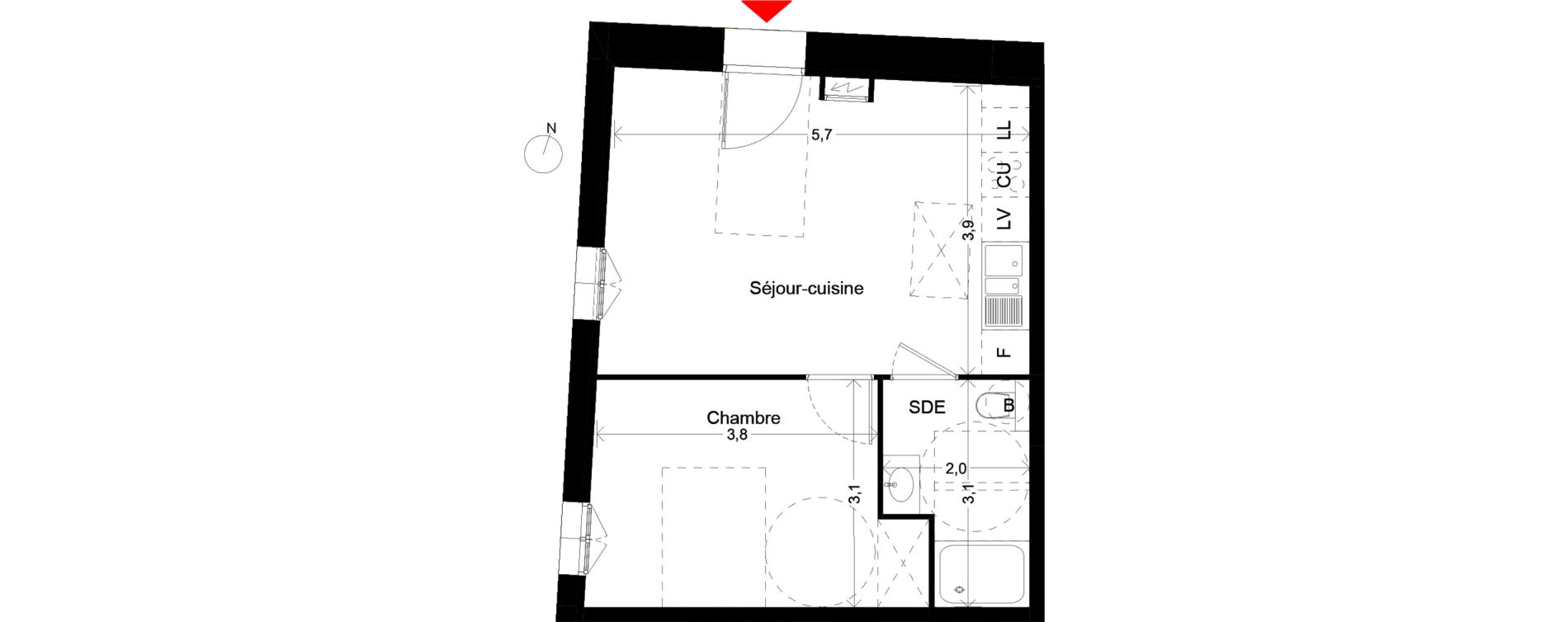 Appartement T2 de 41,60 m2 &agrave; Villenave-D'Ornon Peyrehaut - carbonnieux - trigan