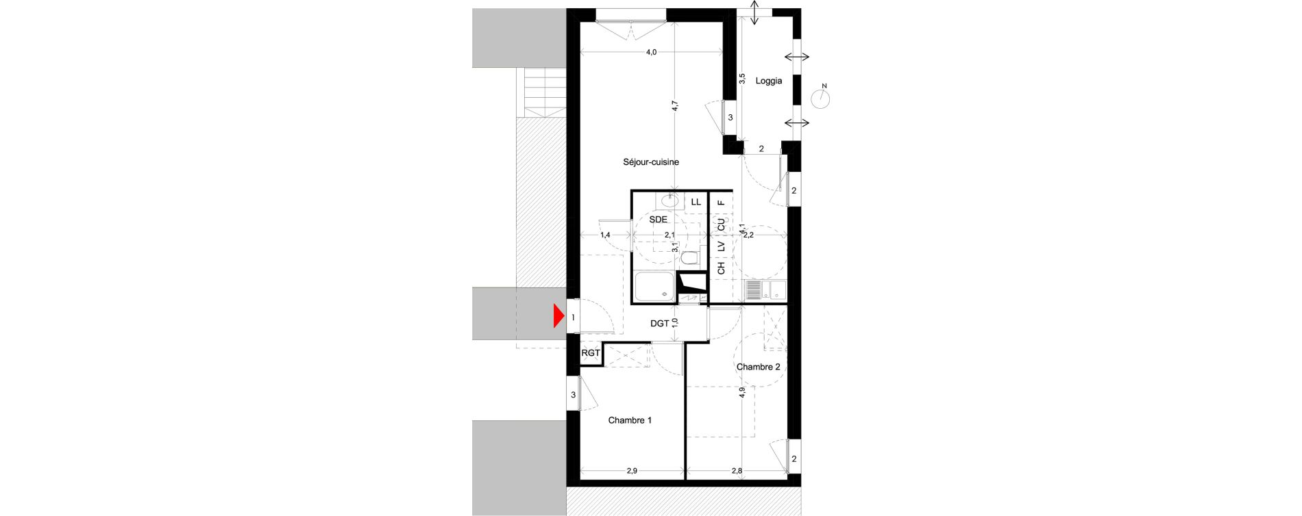 Appartement T3 de 64,90 m2 &agrave; Villenave-D'Ornon Peyrehaut - carbonnieux - trigan