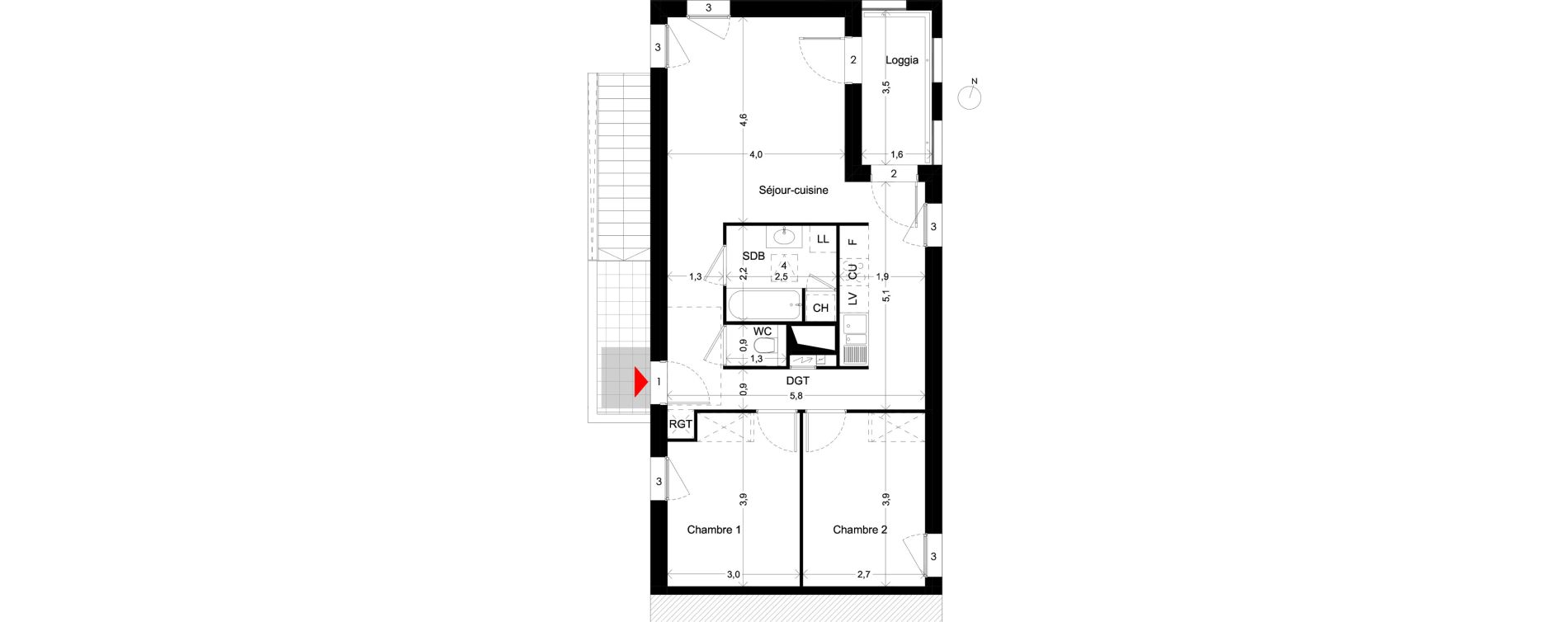 Appartement T3 de 64,60 m2 &agrave; Villenave-D'Ornon Peyrehaut - carbonnieux - trigan