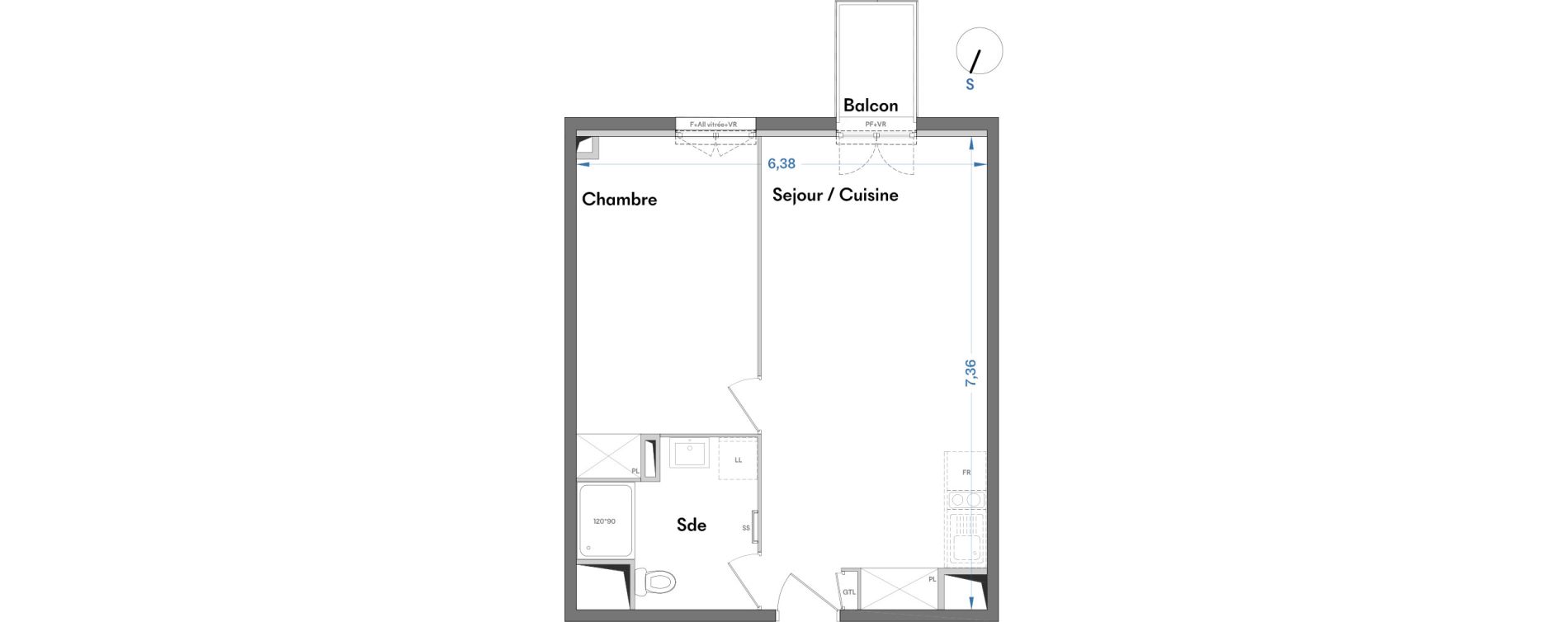Appartement T2 de 44,92 m2 &agrave; Villenave-D'Ornon Centre