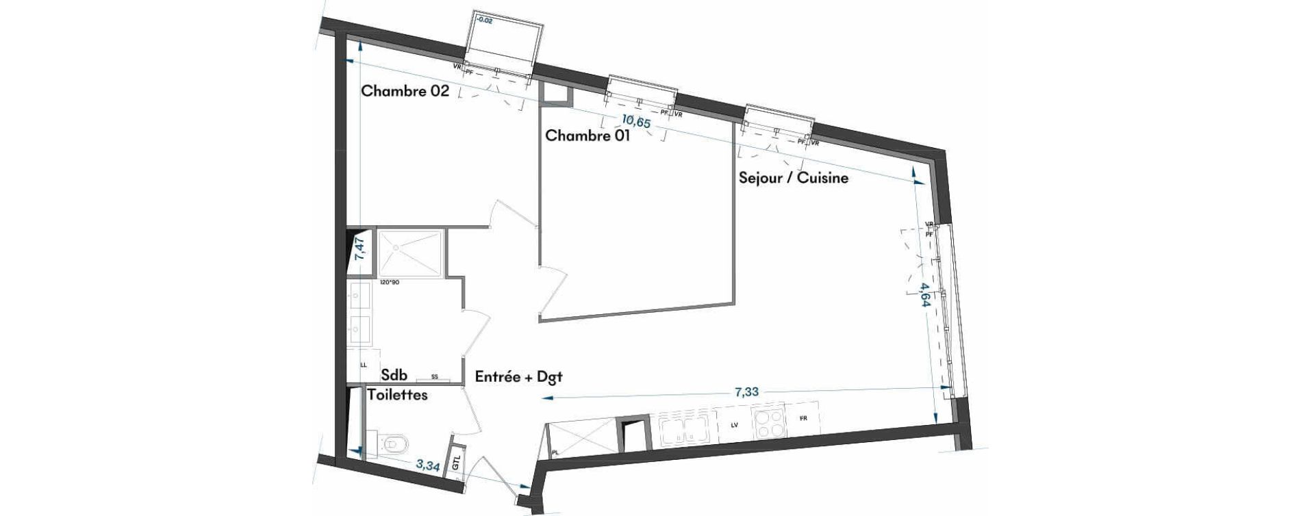 Appartement T3 de 63,84 m2 &agrave; Villenave-D'Ornon Centre
