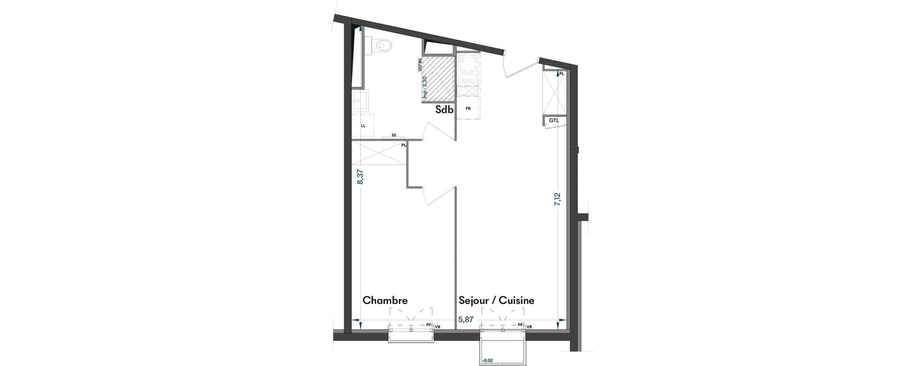 Appartement T2 de 43,64 m2 &agrave; Villenave-D'Ornon Centre