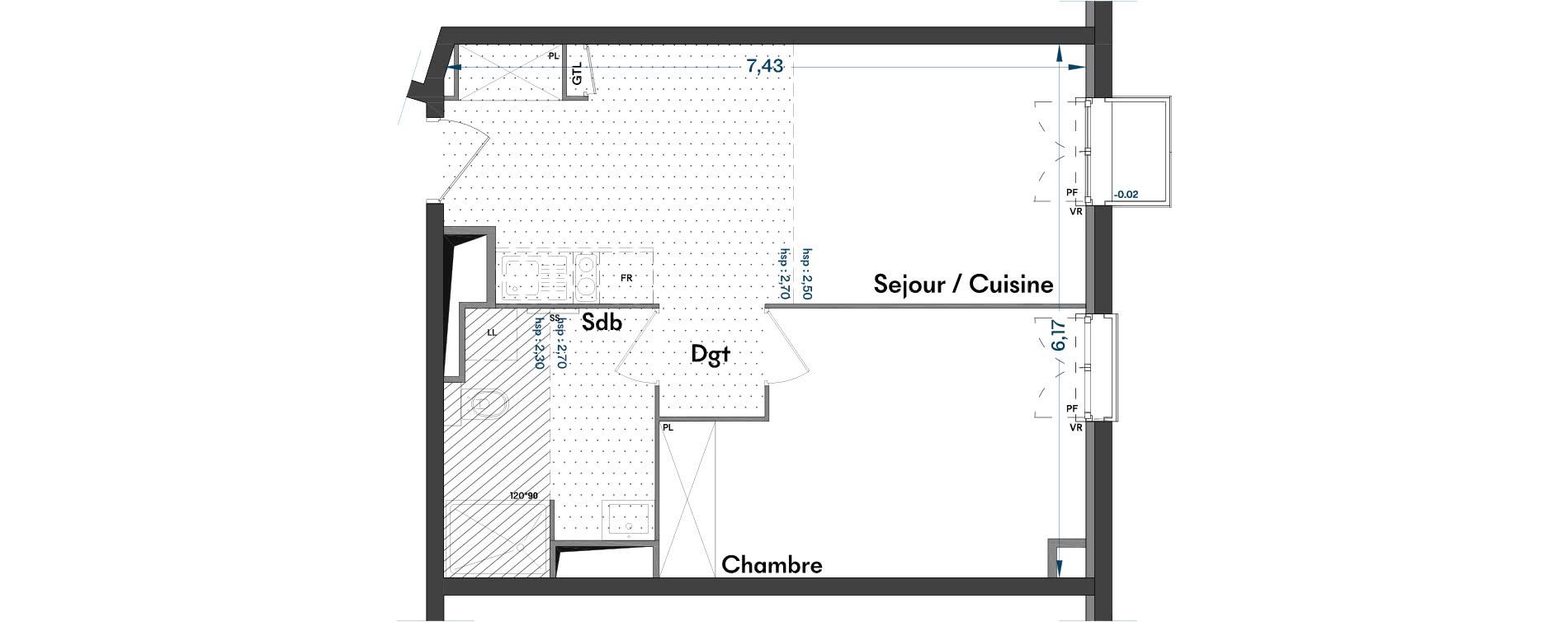 Appartement T2 de 43,61 m2 &agrave; Villenave-D'Ornon Centre