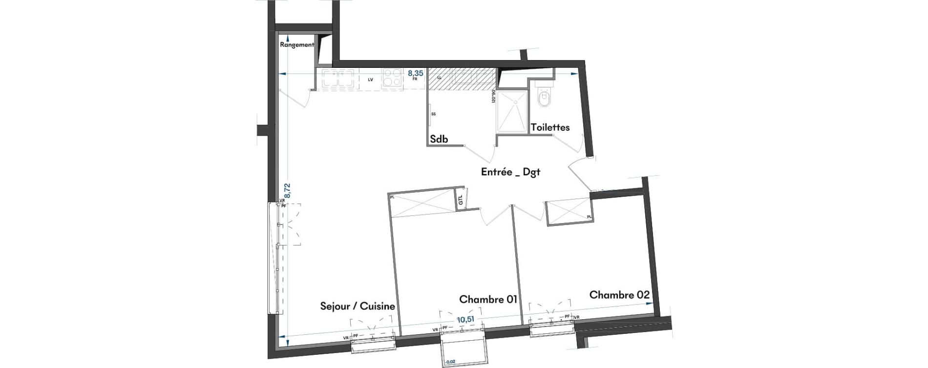 Appartement T3 de 67,87 m2 &agrave; Villenave-D'Ornon Centre