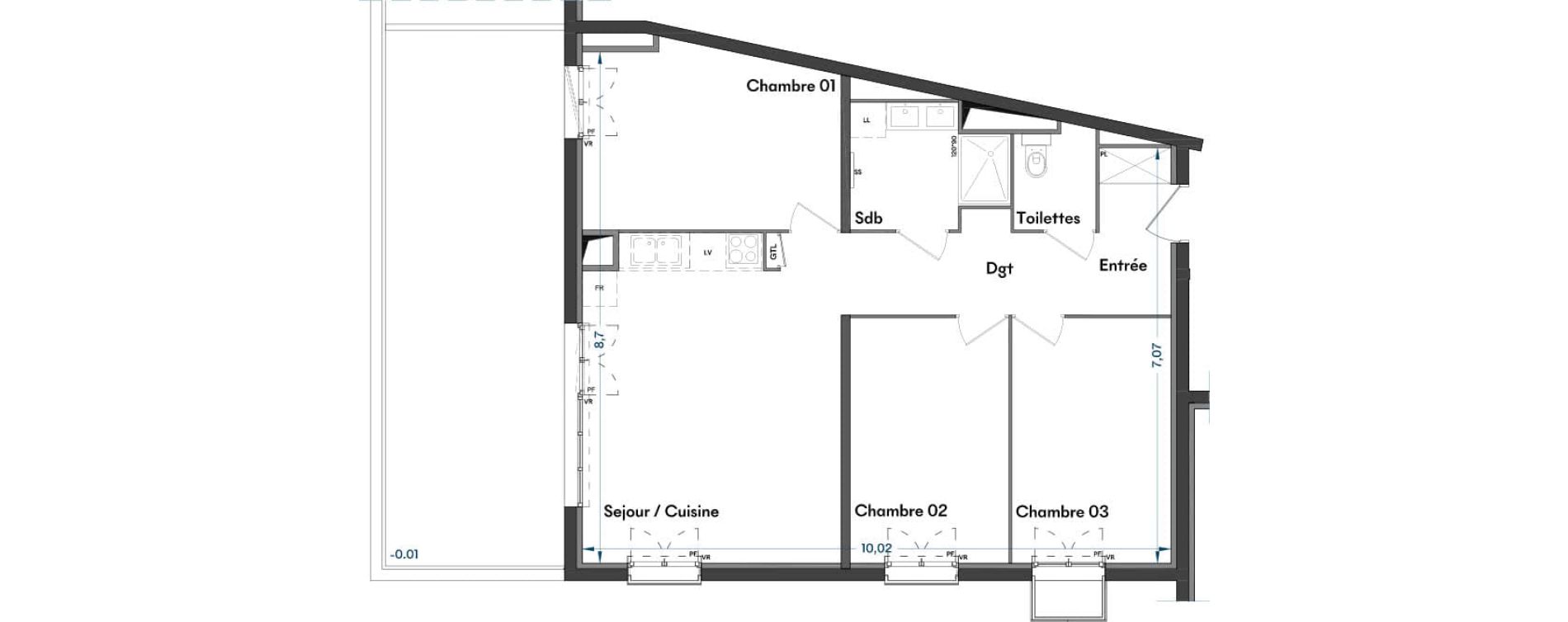 Appartement T4 de 77,48 m2 &agrave; Villenave-D'Ornon Centre