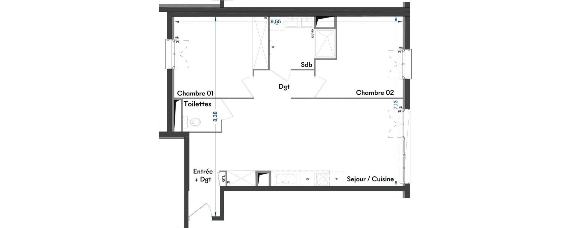 Appartement T3 de 65,50 m2 &agrave; Villenave-D'Ornon Centre