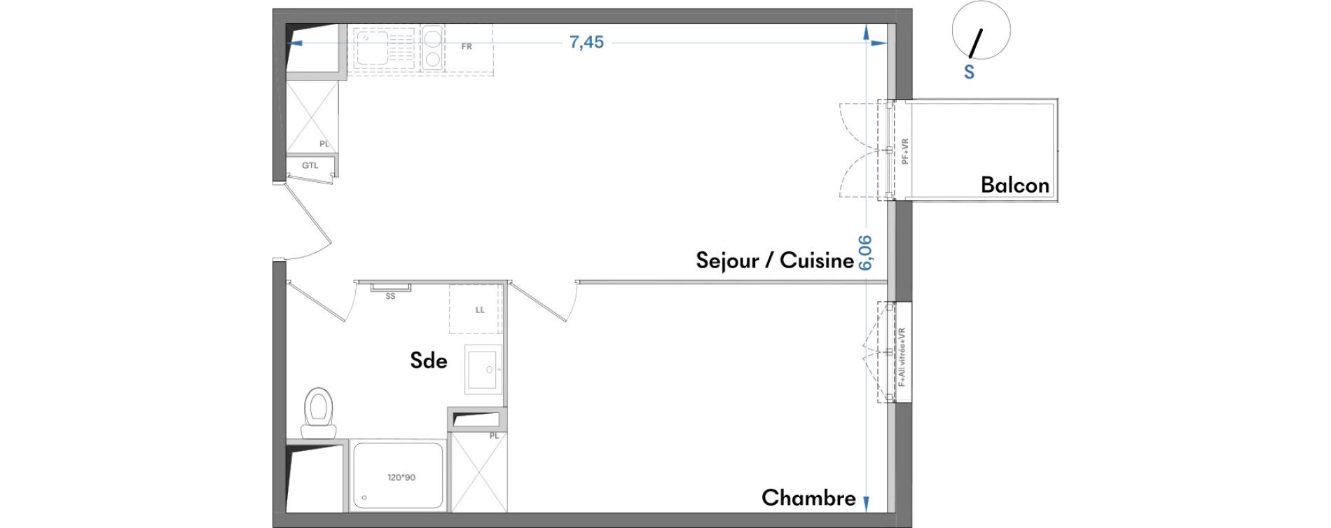 Appartement T2 de 43,18 m2 &agrave; Villenave-D'Ornon Centre