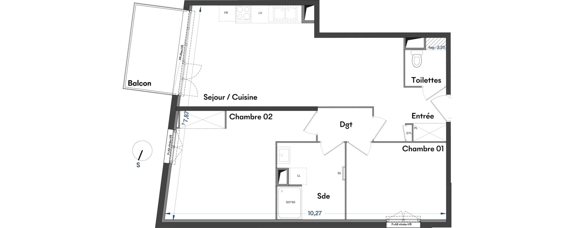 Appartement T3 de 67,82 m2 &agrave; Villenave-D'Ornon Centre