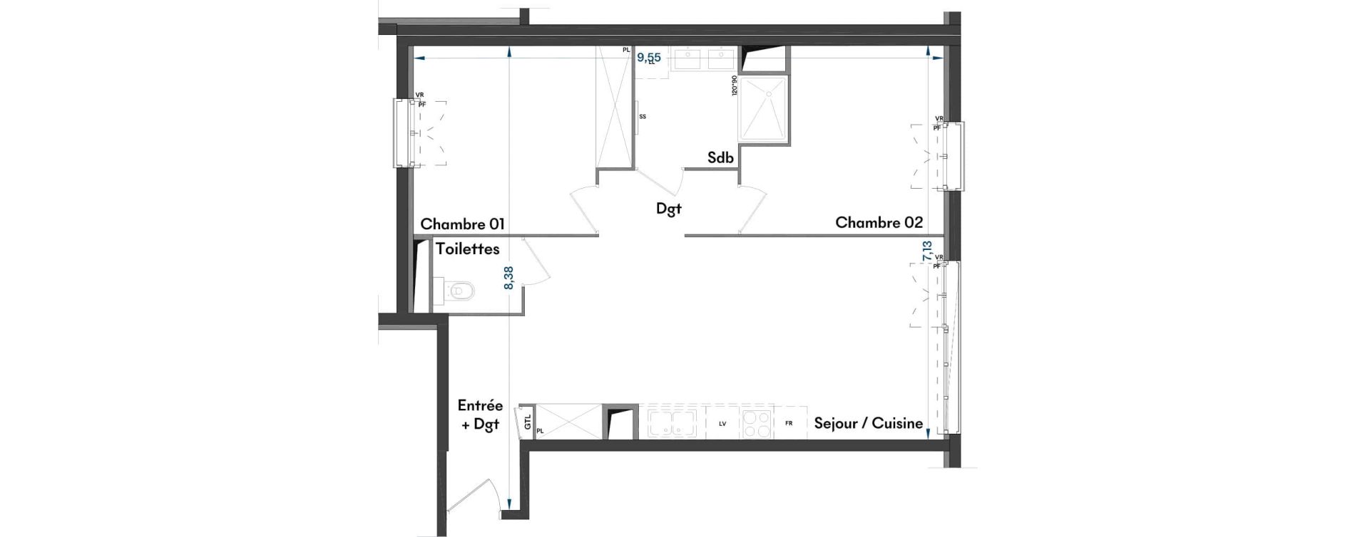Appartement T3 de 65,50 m2 &agrave; Villenave-D'Ornon Centre