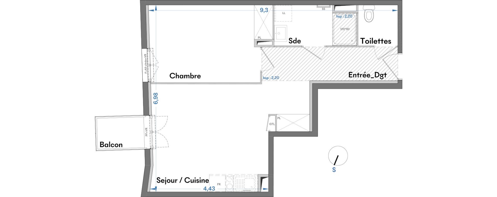 Appartement T2 de 45,81 m2 &agrave; Villenave-D'Ornon Centre