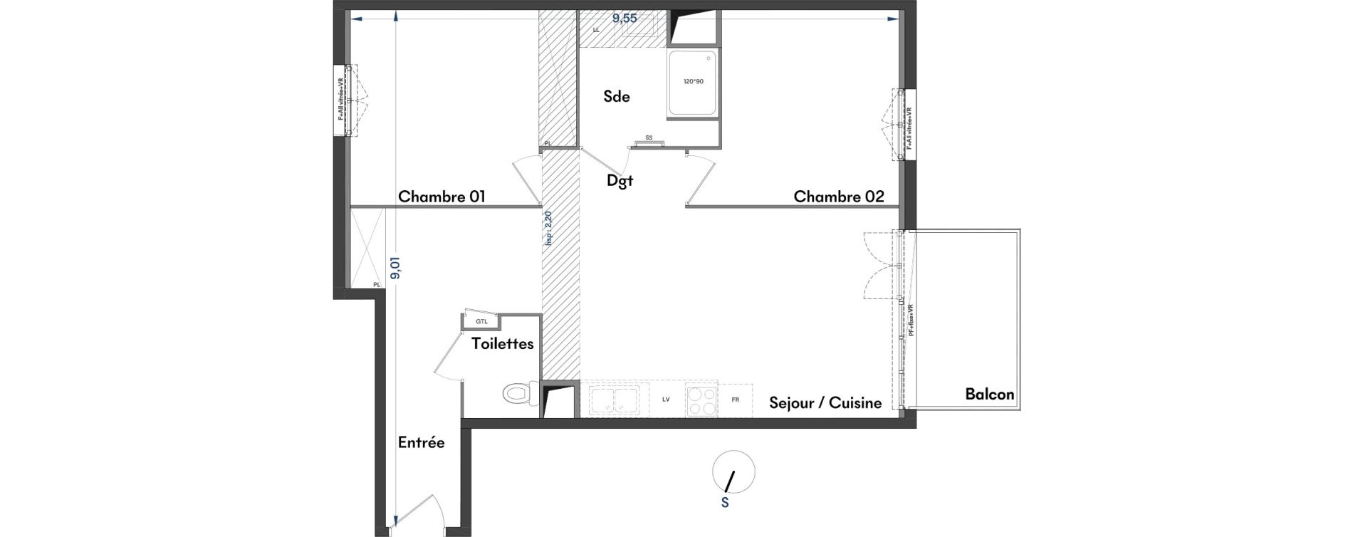 Appartement T3 de 66,81 m2 &agrave; Villenave-D'Ornon Centre