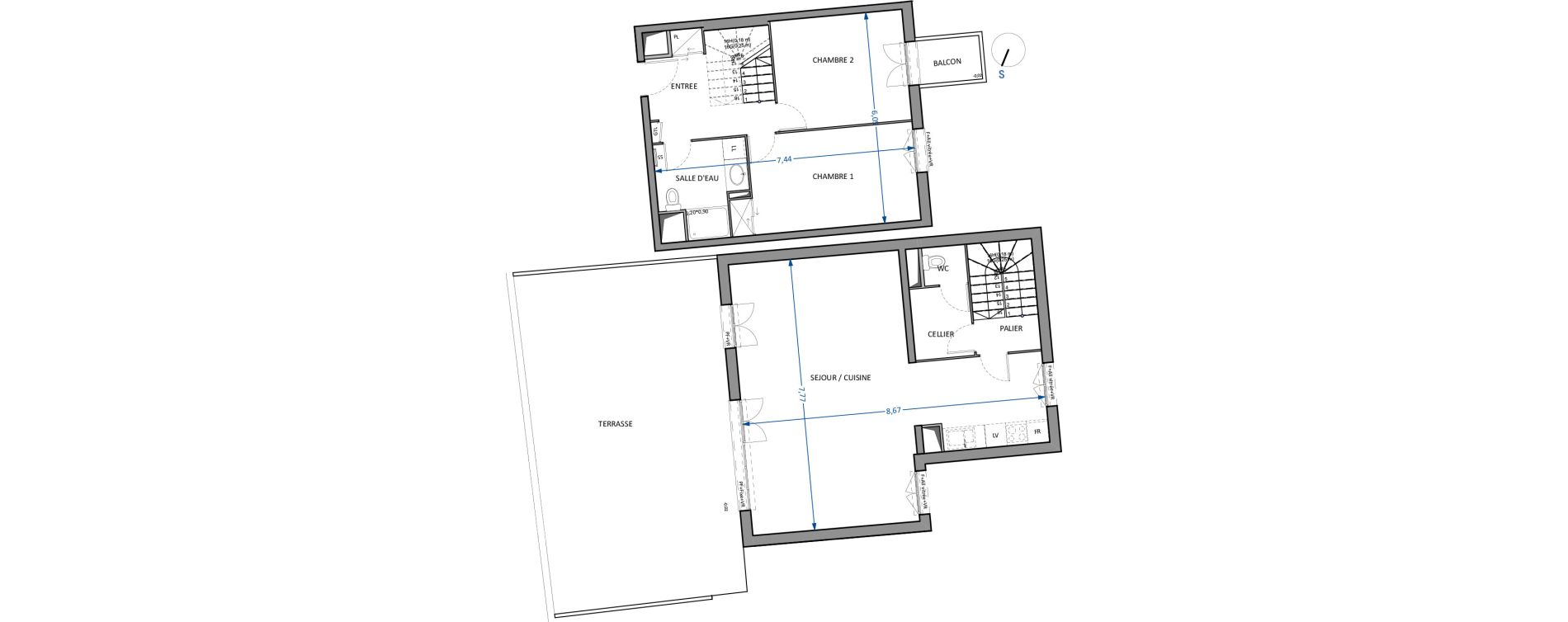 Duplex T3 de 94,00 m2 &agrave; Villenave-D'Ornon Centre