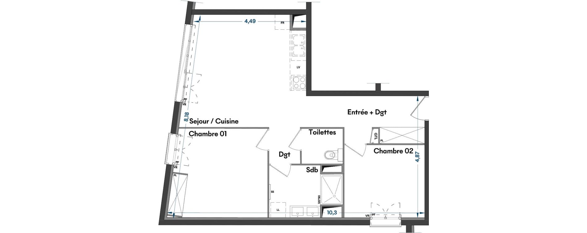 Appartement T3 de 61,44 m2 &agrave; Villenave-D'Ornon Centre