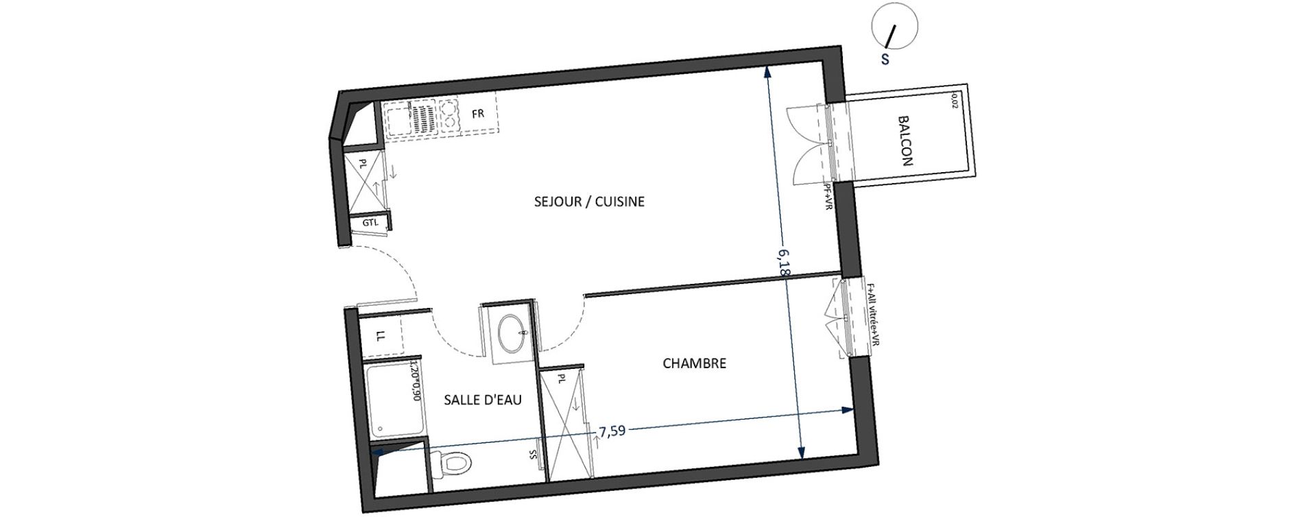 Appartement T2 de 44,85 m2 &agrave; Villenave-D'Ornon Centre