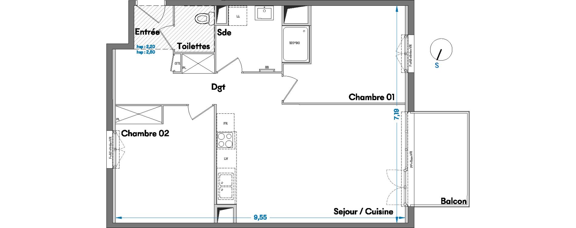 Appartement T3 de 65,20 m2 &agrave; Villenave-D'Ornon Centre