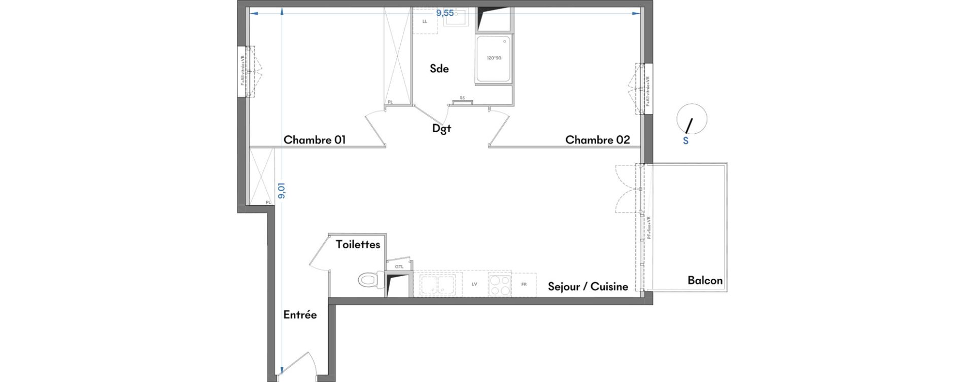 Appartement T3 de 66,83 m2 &agrave; Villenave-D'Ornon Centre