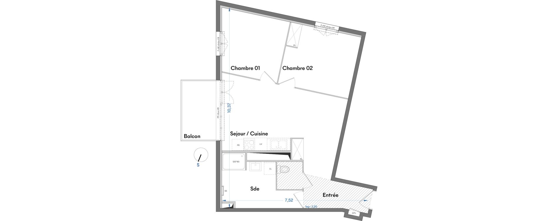 Appartement T3 de 61,09 m2 &agrave; Villenave-D'Ornon Centre