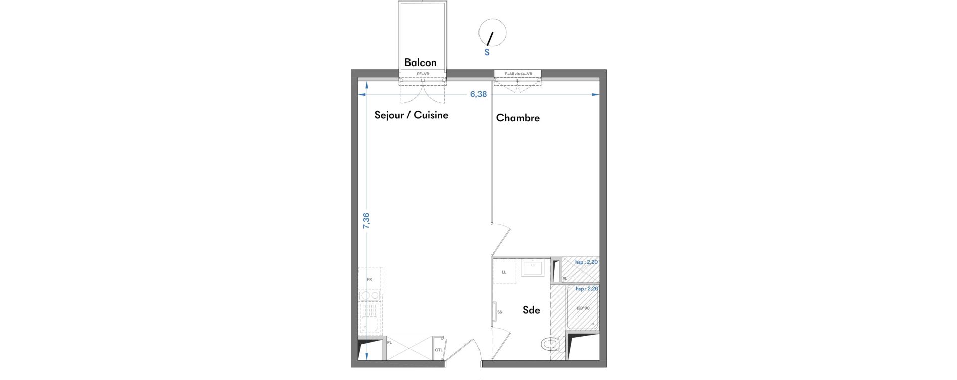 Appartement T2 de 45,04 m2 &agrave; Villenave-D'Ornon Centre