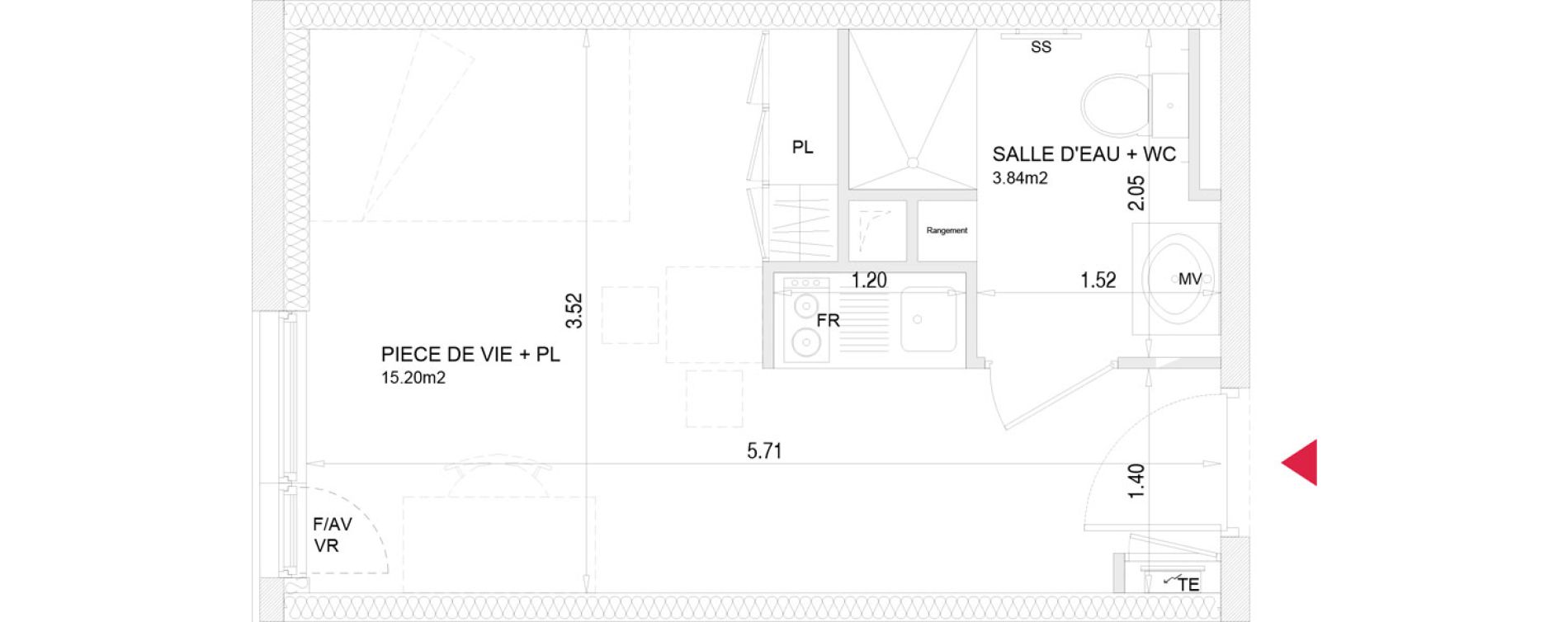 Appartement T1 meubl&eacute; de 19,04 m2 &agrave; Villenave-D'Ornon Croix de leysotte - chanteloiseau - saint-brie