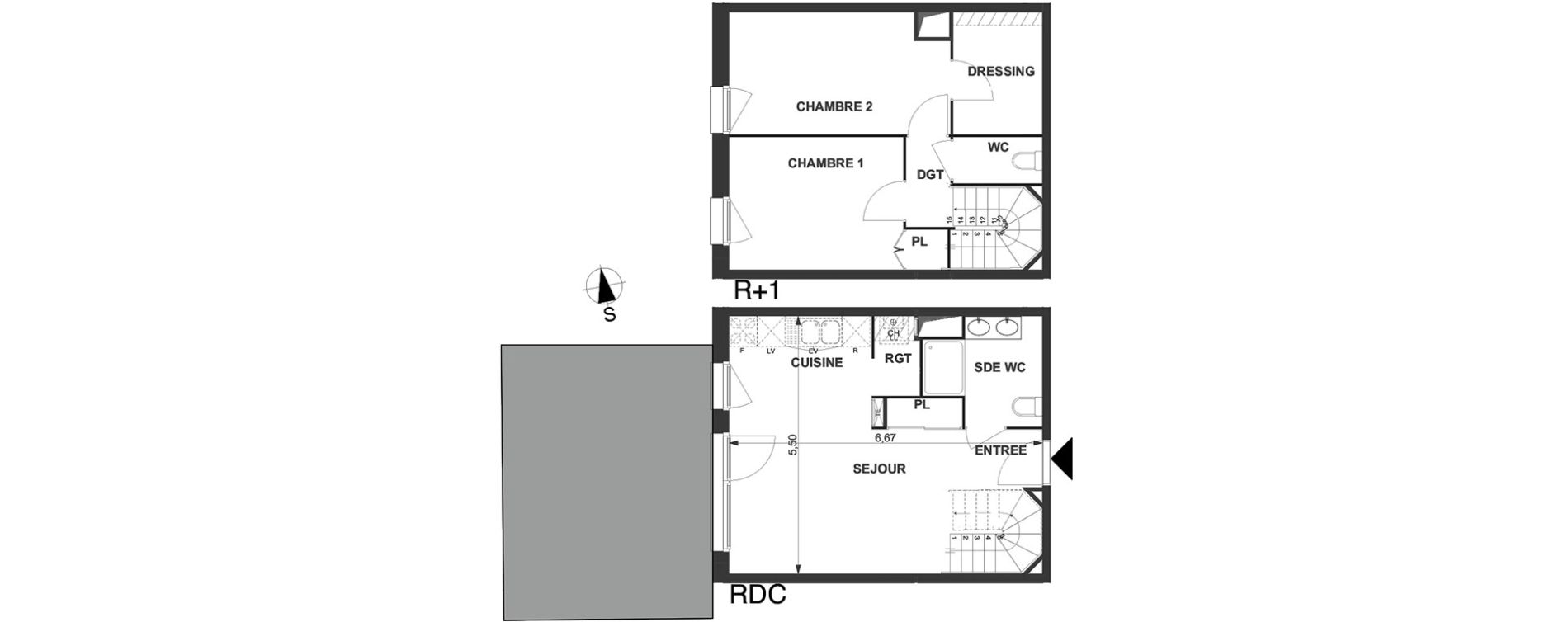 Duplex T3 de 64,64 m2 &agrave; Villenave-D'Ornon Le bocage