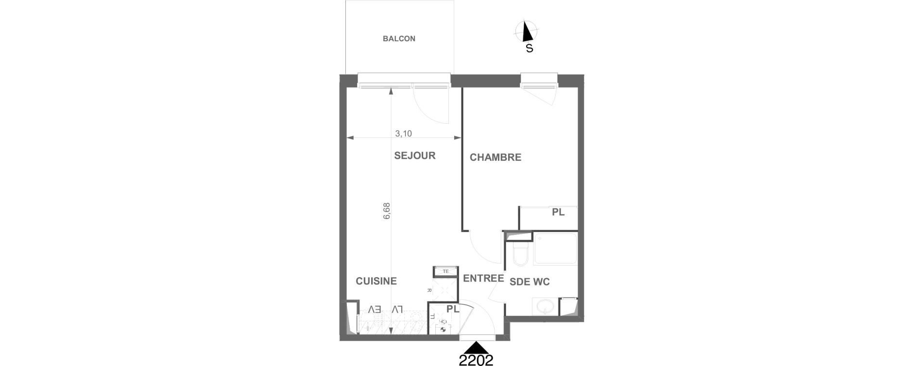 Appartement T2 de 39,08 m2 &agrave; Villenave-D'Ornon Le bocage