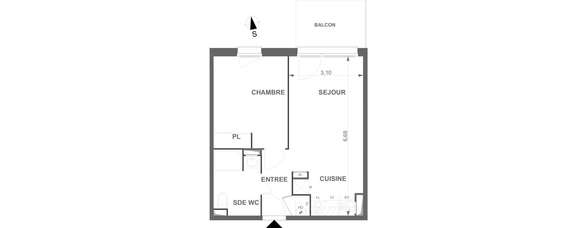 Appartement T2 de 39,46 m2 &agrave; Villenave-D'Ornon Le bocage