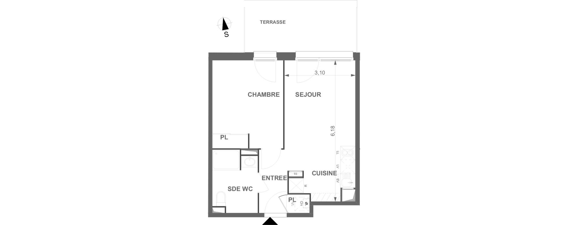 Appartement T2 de 39,03 m2 &agrave; Villenave-D'Ornon Le bocage
