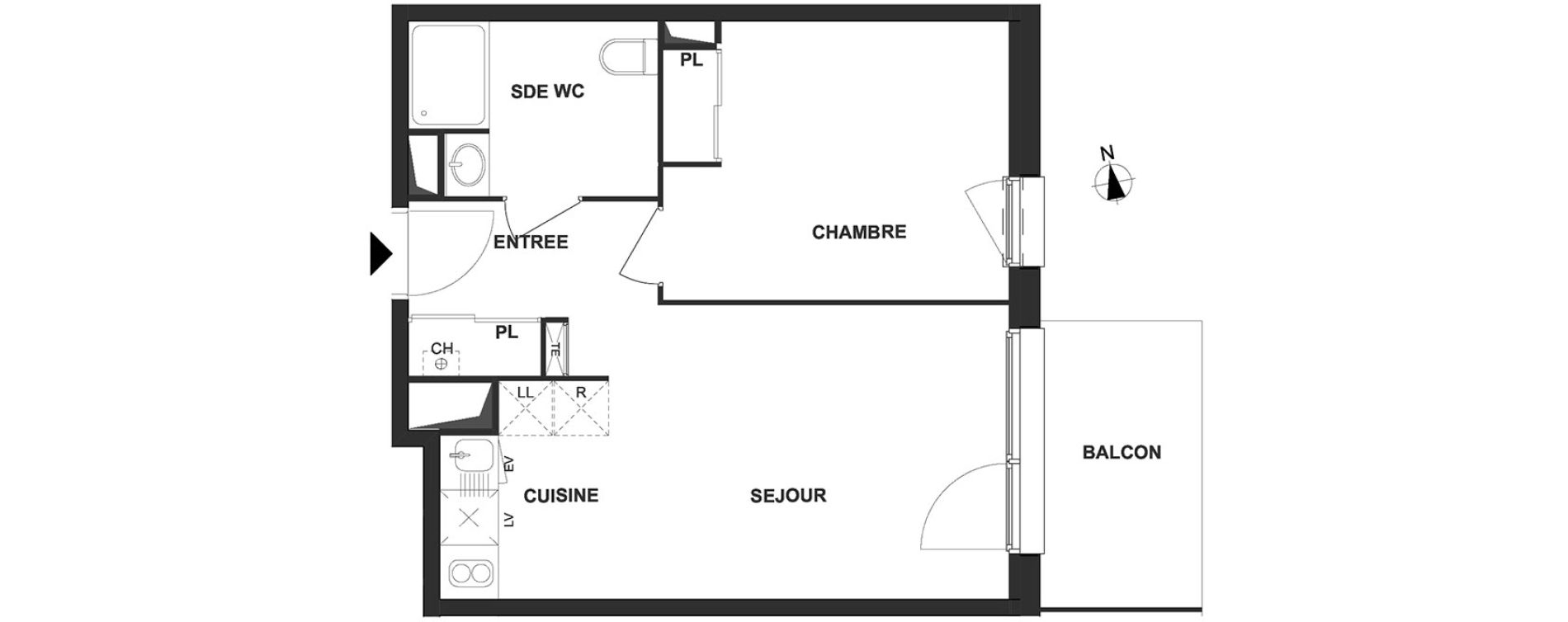 Appartement T2 de 40,16 m2 &agrave; Villenave-D'Ornon Le bocage