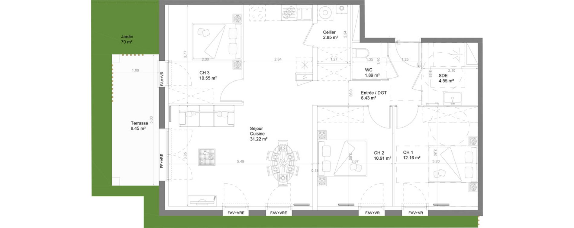 Appartement T4 de 80,56 m2 &agrave; Couzeix Centre