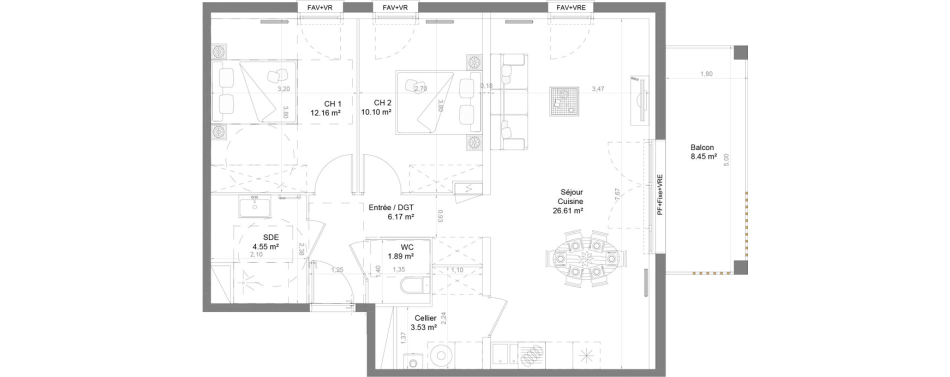 Appartement T3 de 65,01 m2 &agrave; Couzeix Centre