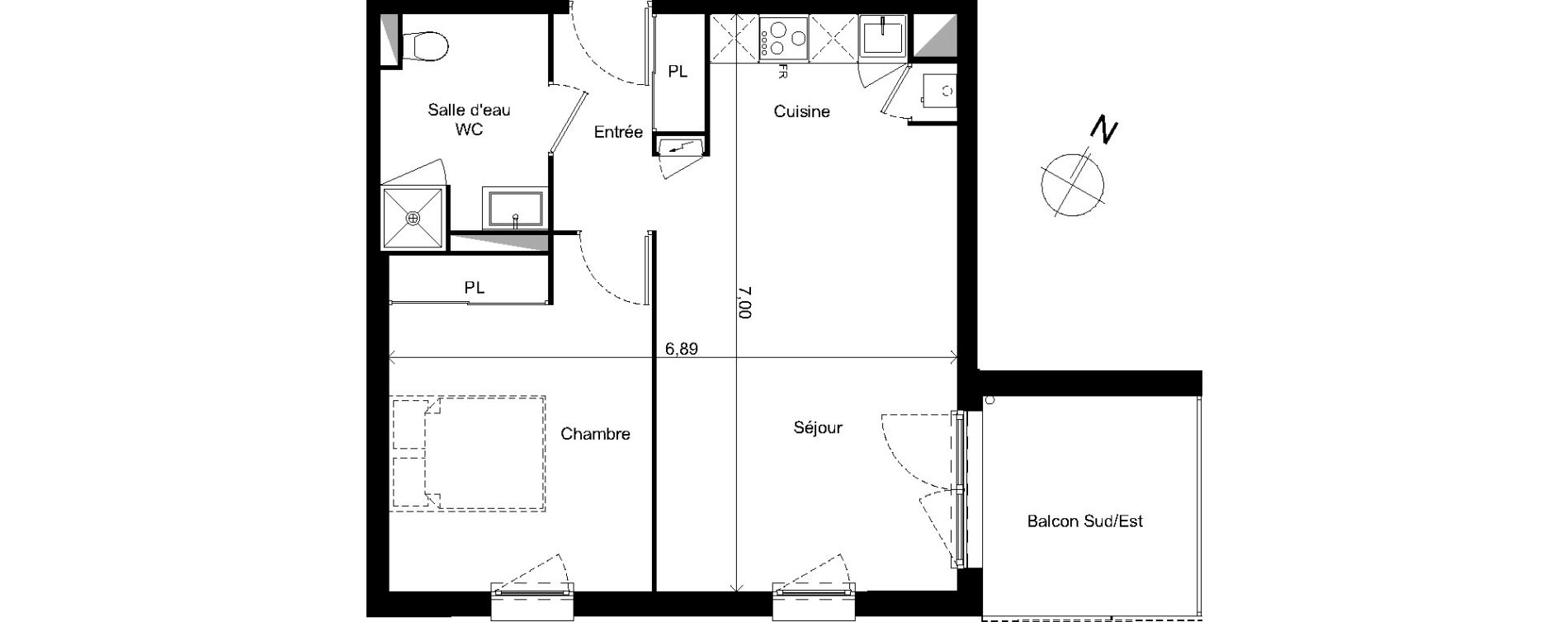 Appartement T2 de 46,73 m2 &agrave; Limoges Centre