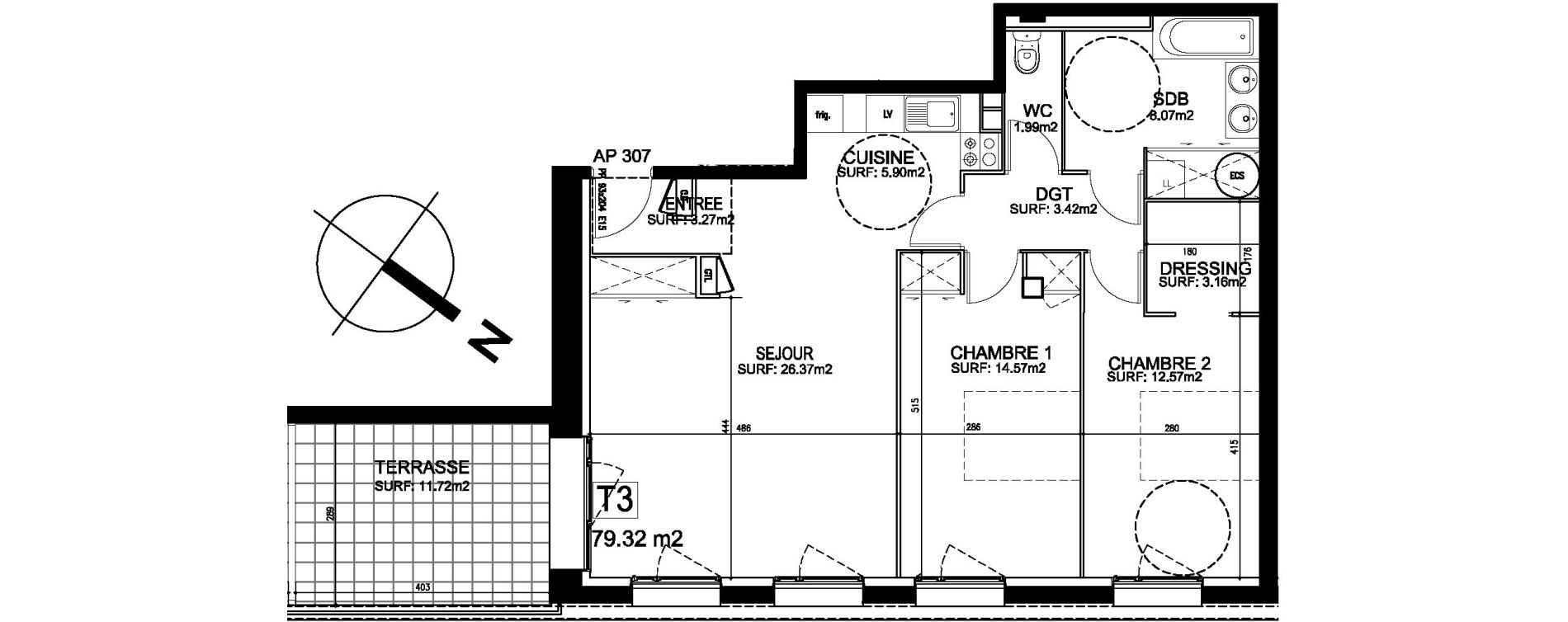 Appartement T3 de 79,32 m2 &agrave; Limoges Centre