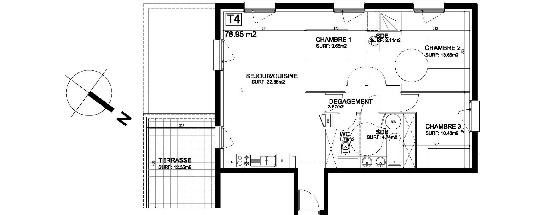 Appartement T4 de 78,95 m2 &agrave; Limoges Centre