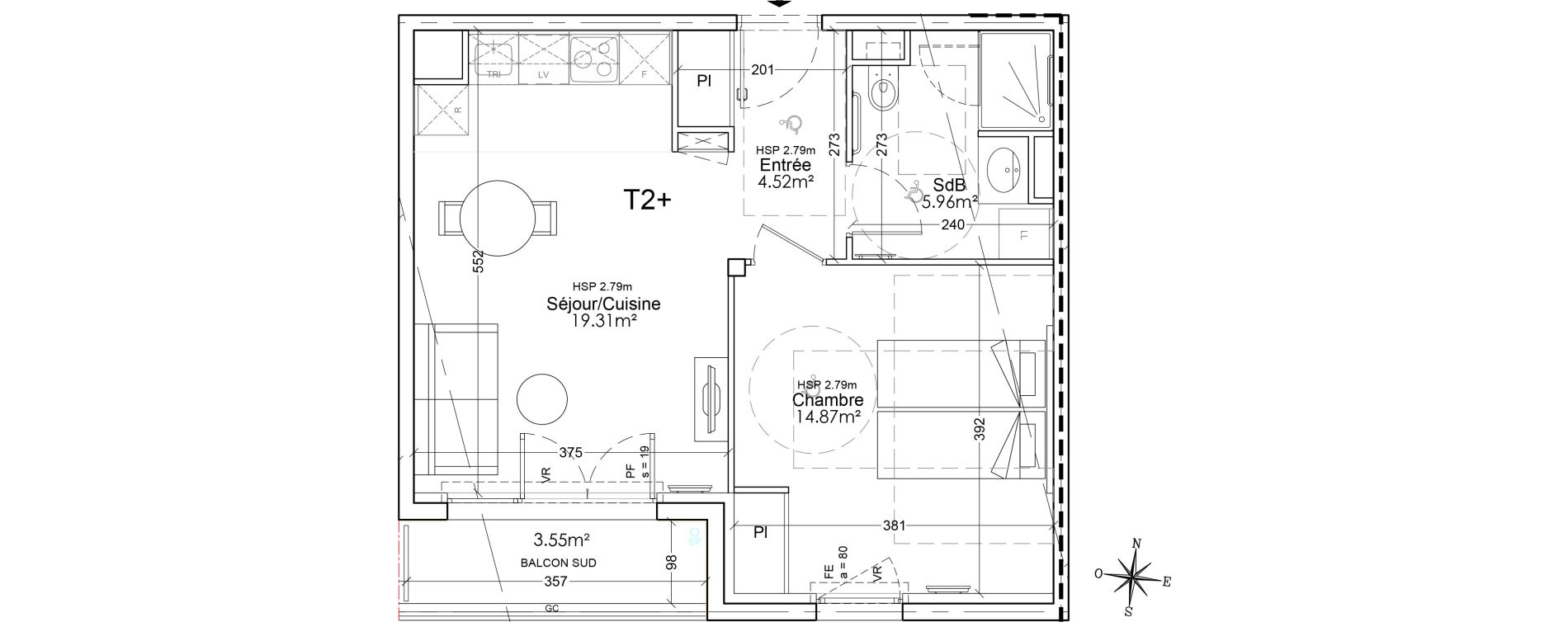 Appartement T2 de 44,66 m2 &agrave; Limoges Benedictins