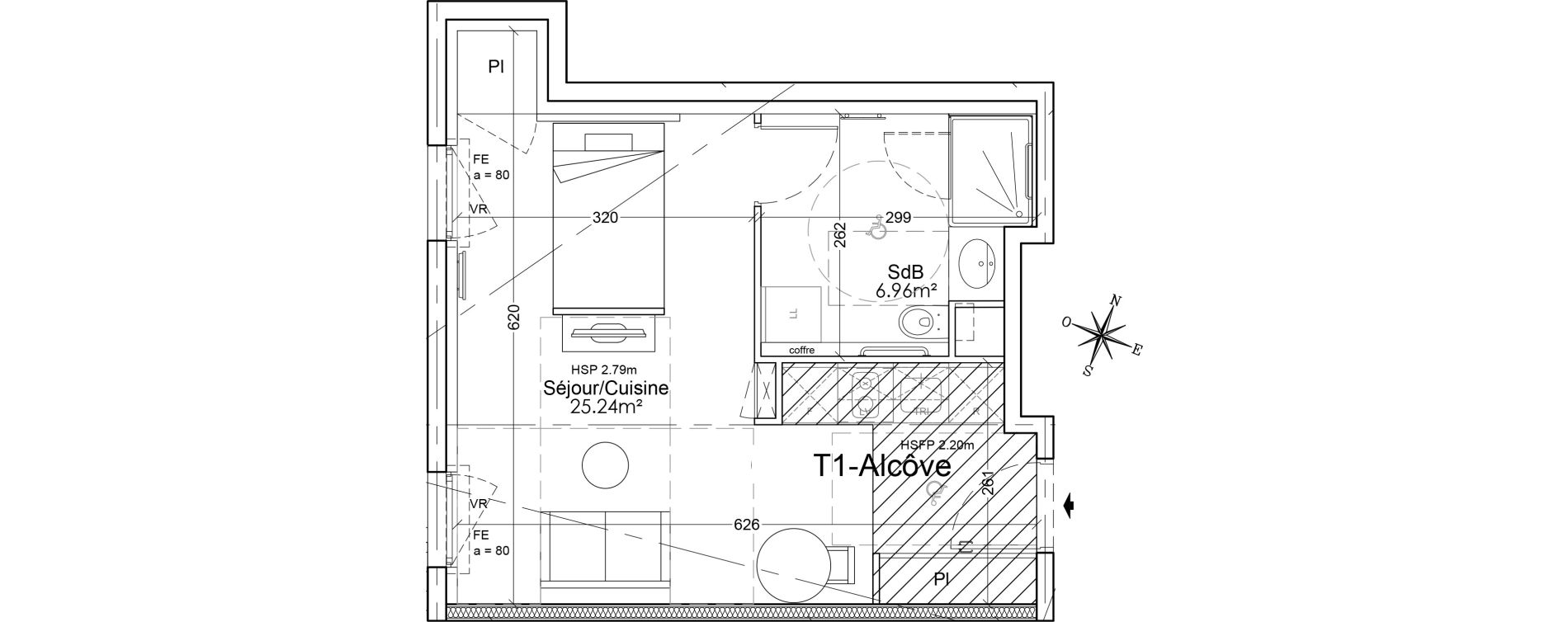 Appartement T1 bis de 32,20 m2 &agrave; Limoges Benedictins